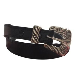 Nocona Belt Co Kids Western Style Black Leather Belt Silver Buckle 3015001-32